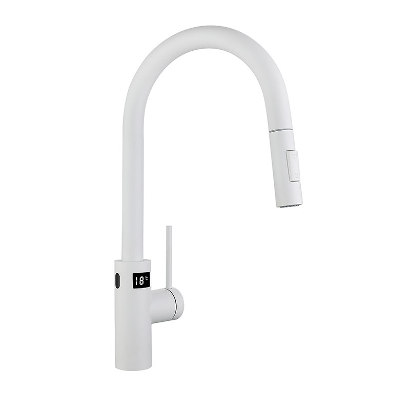 White Sensor Touch Digital Display Kitchen Faucet